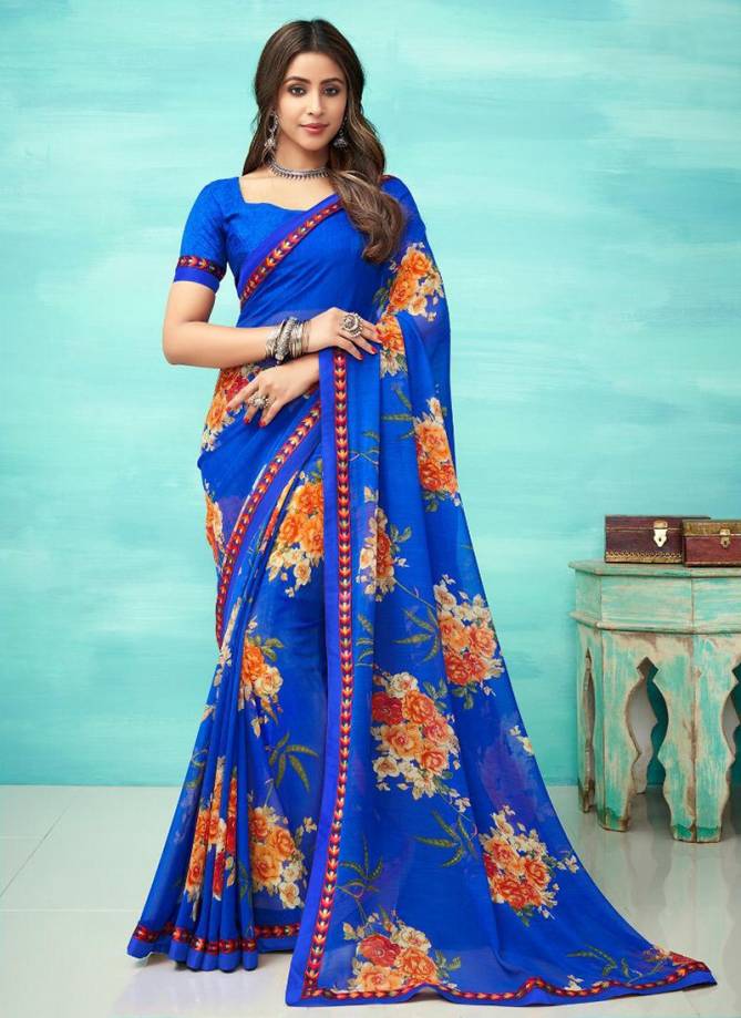 RUCHI MARIGOLD Latest Fancy Designer Casual Regular Wear Pure Georgette Embroidery Border Saree Collection